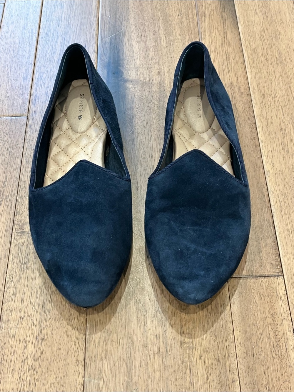 Birdies Blue Suede Slip-On Flats